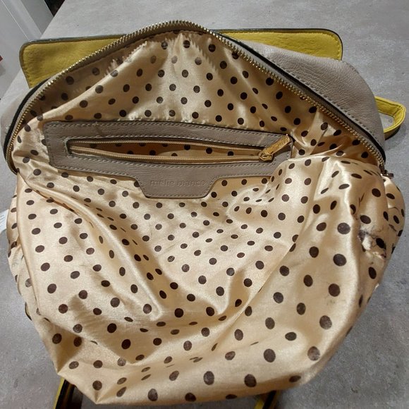 MELIE BIANCO "Leslie" Vegan Leather Handbag - Green/Yellow/Beige - Size Medium - Picture 6 of 10